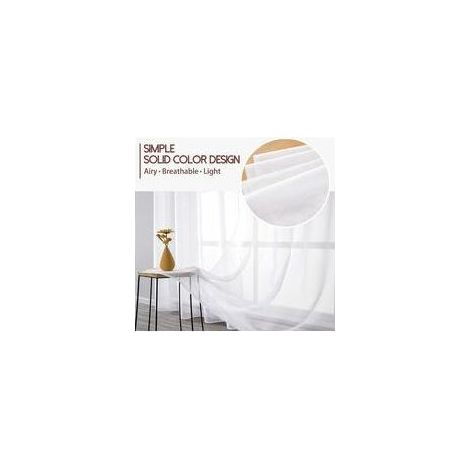 VURAHOME - 2 Pièce Rideau Voilage Blanc 140x225 cm à Oeillet Semi-Transparent en Effet Lin Décorations d'intérieur de Fenêtre de Salon Moderne Chambre Cuisine Balcon Baie Vitrée Léger Romantique