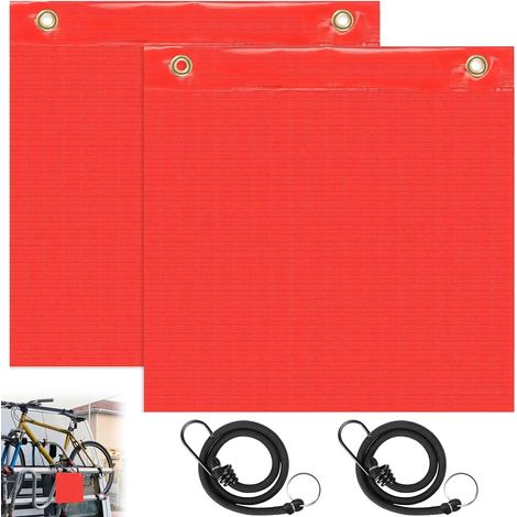 2 Drapeaux Avertissement Rouges avec Corde Élastique (1/5)