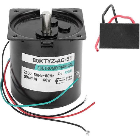 220V Wechselstrom 60W 50rpm Synchronmotor, Permanentmagnet mit Kondensator, niedrige Drehzahl für Mikromaschinen, präziser industrieller Einsatz. (1/4)