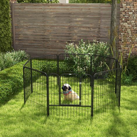 Enclos métallique noir pour chiots 79x79cm avec porte, personnalisable pour chien et animal domestique