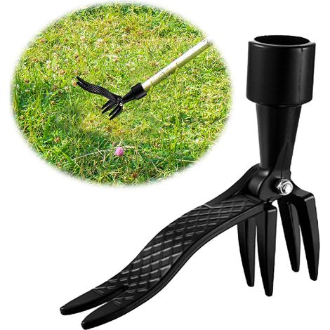 Manuelles Unkrautstechergerät für den Garten, stehend, mit 4 Zinken, Unkrautstecher für Garten/Terrasse/Hinterhof, schwarz