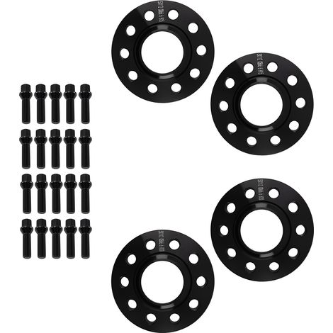 Pair 15mm 20mm Hub Centric Spacers for Audi A4 A5 A6 2009-2019 5x112mm Black (1/5)