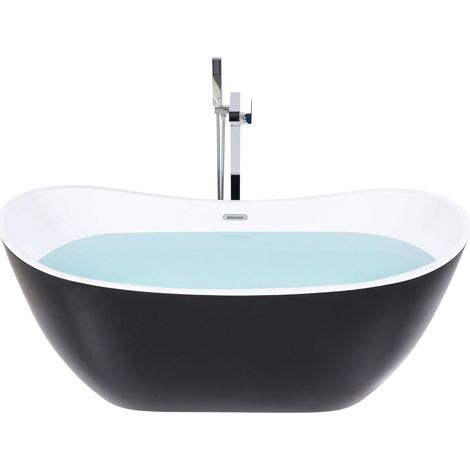 Baignoire Îlot de Forme Ovale en Acrylique Noir 170 cm Capacité Maximum de 240 Litres et Design Tendance pour Salle de Bain Moderne Beliani (1/5)
