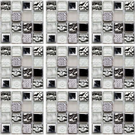 Choyclit – Stickers mosaïque carrelage mural 15x15cm – Lot de 10 pièces – Imperméables et résistants à l'eau – Faciles à appliquer (1/5)