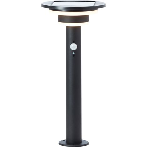 Borne extérieure - BRILLIANT - GARVINA - LED et solaire - Détecteur de mouvement - Acier inoxydable et plastique - 4 W - Noir (1/5)