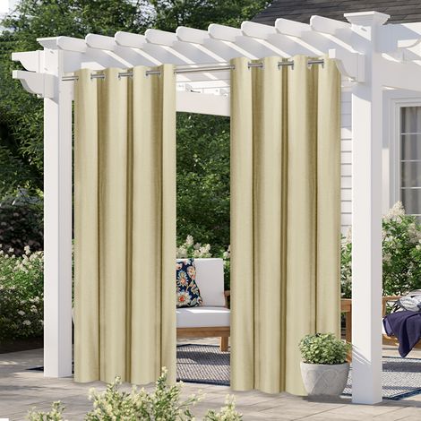 Rideaux d'extérieur pour pergola, rideaux occultants pour patio, décoration extérieure imperméable avec œillets antirouille pour pergola/véranda (2 panneaux, 52''L x 107''H) (1/2)