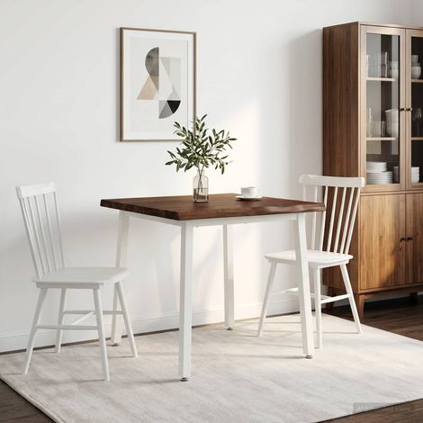 vidaXL 60 x 55 x 75 cm Bois d'Acacia Massif Marron foncé et Blanc (1/5)