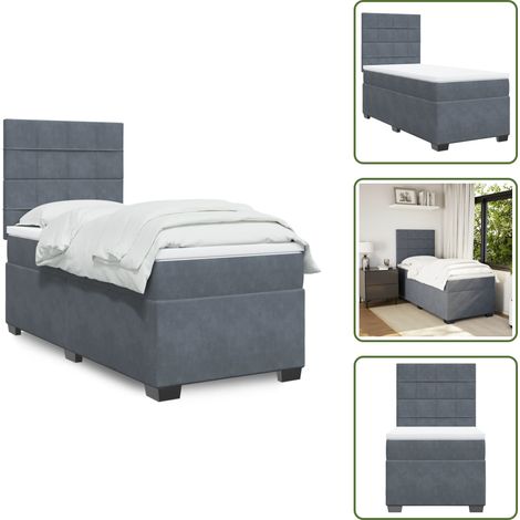Boxspringbett mit Matratze Dunkelgrau 90x200 cm Samt - Boxspringbett - Boxspringbetten - Bett - Betten (1/5)