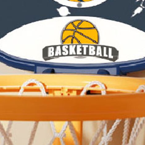 Basketballkorb für Kinder, höhenverstellbar, kleine Wandhalterung, Indoor-Basketballkorb-Set mit Ballpumpe, blau