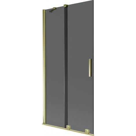 Mexen Velar 2-flügelige verschiebbare Badewannenabtrennung 90 x 150 cm, Graphit, Gold - 896-090-000-41-50