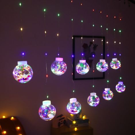 Guirlande Lumineuse Boule De Neige - 10 Pièces - LED - Fonctionne Sur Piles Ou Secteur - Pour Décoration Arbre De Noël Intérieur Extérieur (1/3)