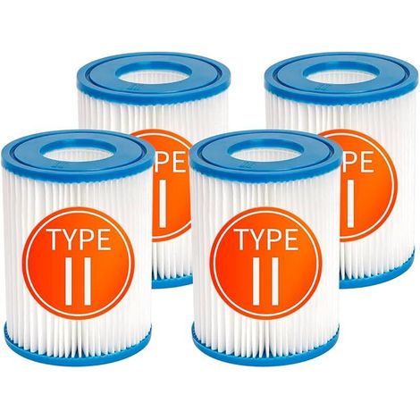 filtres de Piscine compatibles avec la Cartouche pour Bestway II, Filtre de Rechange pour spas Compatible avec la Pompe filtrante Lay Z Spa, Lot de 4 Cartouches Type II (1/5)