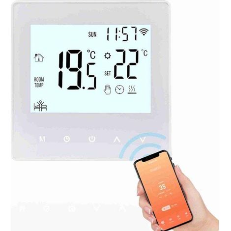 Smart Thermostat, Tuya APP White Backlight, 3A Waterpick WiFi Smart Touch Temperature Control Panel Air Conditioner Floor Thermostat Switch (1/4)