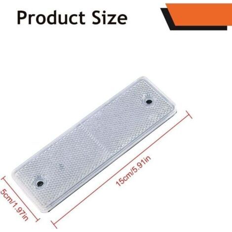 Panneaux de sécurité réfléchissants rectangulaires adaptés aux remorques, camions, camping-cars, caravanes, bateaux et vélos - Lot de 10 - Blanc (1/3)