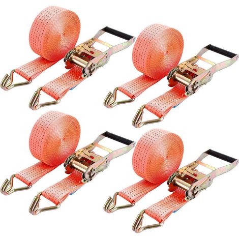 4x Spanngurte mit Ratsche und Haken 5x10m, 3000kg Bruchlast, Orange (1/5)