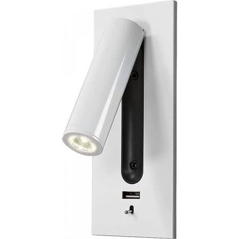 Applique murale LED réglable, lampe de lecture focalisée, applique murale moderne avec port de charge USB pour salon, chambre, hôtel, blanc (1/5)