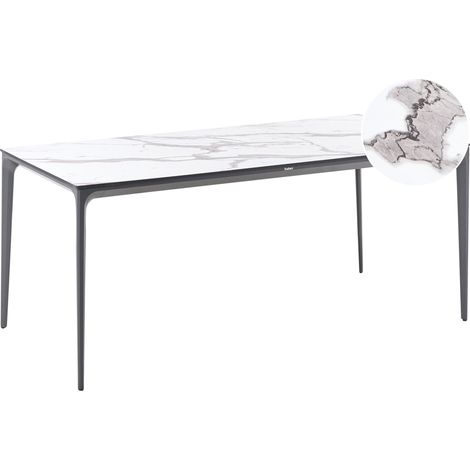 Garden Dining Table SOVARETO 180 cm 90 cm Marble Effect White Marble (1/5)
