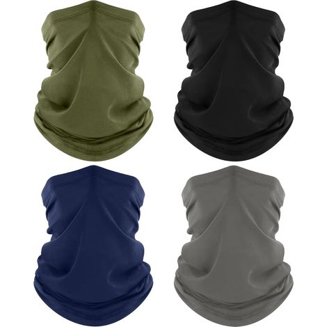 4 Pièces Cache-Cou, Tour de Cou Respirant Anti-UV Séchage Rapide, Bandana Multifonction pour Moto, Cyclisme, Homme et Femme (1/5)