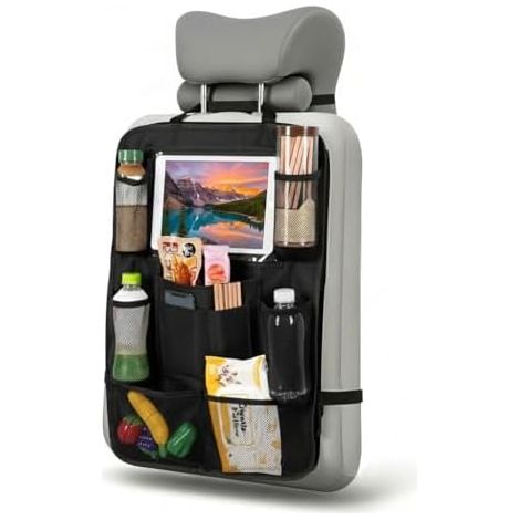 Organisateur de Voiture Enfant, Protection Siège Arrière Imperméable avec Support Tablette 10", Rangement Voiture 10 Poches, Protection Dossier de Siège Auto contre les Pieds Sales, Noir (1 Pièce) (1/5)