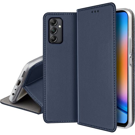 Étui pour Samsung Galaxy A15 4G/A15 5G SMART MAGNETIC BOOK BLEU MARINE + Verre