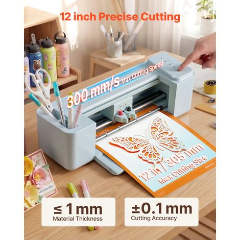 Machine de Découpe Capacité Max. 305 mm, Découpe Vinyle à Boutons, pour Personnalisation d'Objets Artisanaux Autocollants Scrapbook…