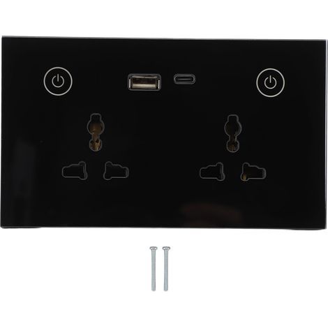 Intelligente 2,4-GHz-WLAN-Wandsteckdose mit Touch-Schalter, Sprachsteuerung, USB- und Typ-C-Ladeanschluss für Google Home, 95–250 V (1/5)