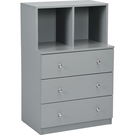 3-Drawer Chest Storage Cabinet Dresser Freestanding Organizer 2 Cubbies 3 Drawer