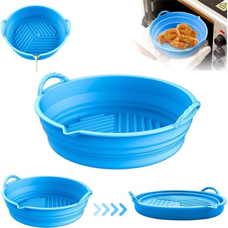 Panier en silicone pliable pour friteuse à air, moule antiadhésif réutilisable pour four et micro-ondes
