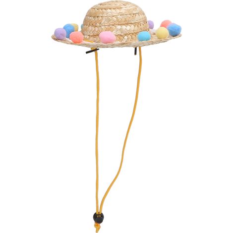 Chapeau de paille décoratif pour cochon d'extérieur, protection solaire d'été pour petits animaux, lacets, taille S (1/5)