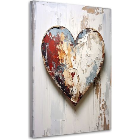 Quadro su tela, Cuore 3D amore in stile shabby chic, 20x30 (1/5)