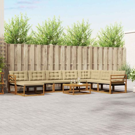Outdoor-Sofagarnitur 9 pcs Natur und Beige Massivholz Akazie (1/5)