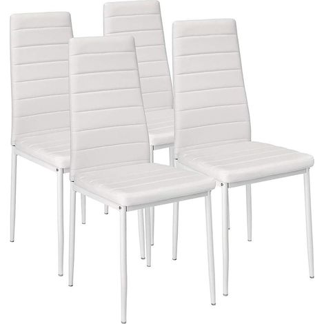 Set 4 Sedie Moderne sala Pranzo Salotto Cucina Seduta Imbottita Ecopelle Bianco (1/5)