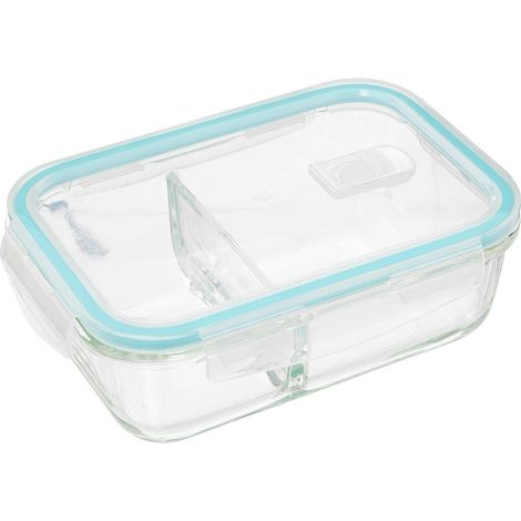 Boîte de conservation en verre de 1,01 L avec 2 compartiments et couvercle à fermeture Clipart pour repas et stockage alimentaire (1/6)