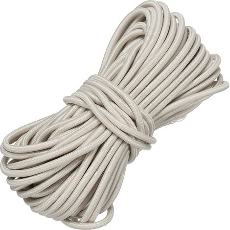 Corde élastique en polyester robuste de 0,3 cm x 9,1 m, corde élastique pour kayak, bâche, bateau, tente, camping, loisirs créatifs, beige (1/5)
