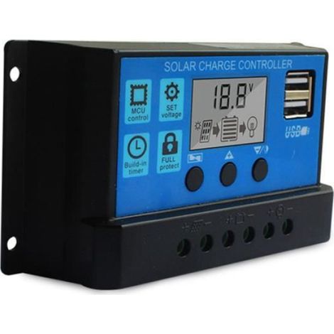 Contrôleur de chargeur solaire 10A 12V 24V Chargeur de batterie LCD (1/4)