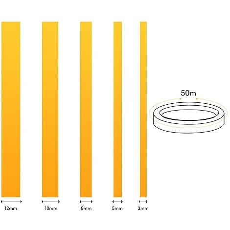 Masking Tape 5 Rolls 3/5/8/10/12mm Fineline Tape Thin Self Adhesive Masking Tape for Car Painting, Painting, Decoration (Orange) (1/4)