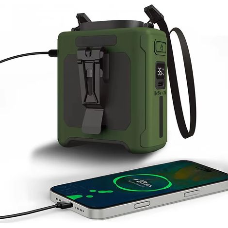 (Vert) Ventilateur de taille portable, adapté aux chantiers de construction extérieurs, aux voyages et autres occasions. (1/5)