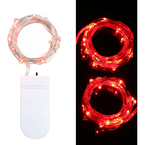 Guirlande lumineuse 2M 20 LED fil de cuivre étoilé flexible IP65 à piles pour déco fête Noël Halloween (1/3)