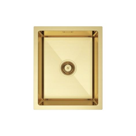 NAYES Einzelbecken-Spüle 37x45, Edelstahl, goldfarbene PVD-Beschichtung