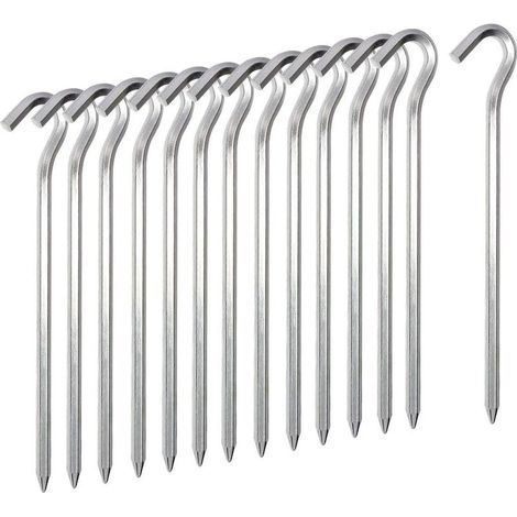 Piquet de tente 14 PCS, crochets de tente en métal de 18 cm, tente légère en alliage d'aluminium Piquets de sol durs piquets de jardin clous pour auvent de camping bâche de filet de voyage (1/5)