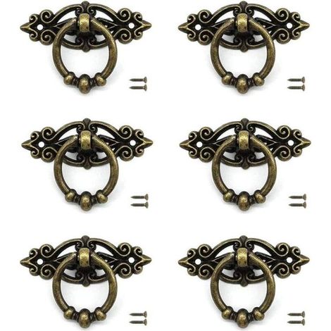 6 pcs Tiroir de Porte Bouton de Tiroir Poignée Meuble Bronze avec Vis pour Armoire Rétro Tiroir Commode Meubles Rétro