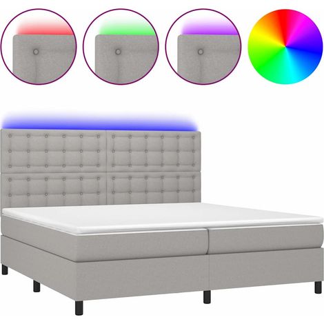 Maison Exclusive - Letto a Molle Materasso e LED Grigio Chiaro 200x200 cm Tessuto (1/5)
