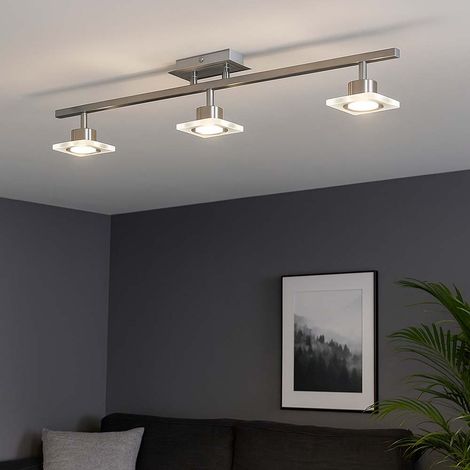 Spot de plafond spot strip plafonnier dimmable plafonnier LED salon, variateur 4 niveaux, spots mobiles, acier acrylique, 3x 5,5W 3x 350lm blanc chaud, LxH 80 x 15 cm