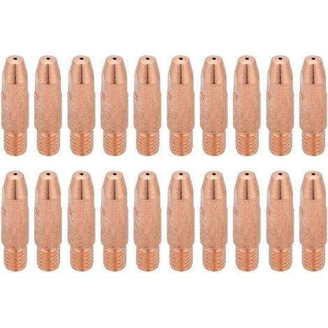 Plasma Consommable Buse de Coupe 20Pcs Pointe De Contact En Cuivre M6 pour Binzel 24KD MIG/MAG Torche De Soudage(1,0X28mm)