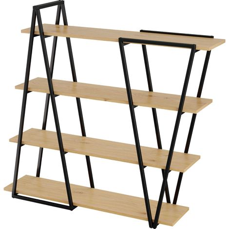 CAIziÉtagère géométrique sur pied 158×35×166 cm – Bibliothèque / étagère métallique ouverte avec étagères en MDF épaissi de 25 mm, design triangulaire, pour salon, cuisine et bureau, étagère - bibliot (1/5)