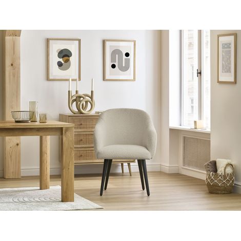 Bobochic – Chaise Sophie tissu bouclette – Pieds scandinaves en bois noir – Hauteur d'assise 51cm – Confort mousse HD – Fabrication Europe (1/5)