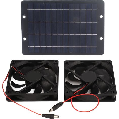 Tragbarer, mit zwei Solarpanels betriebener Ventilator, Silikon, 10W, 12V, 2A, für Hühnerstall, Gewächshaus, Wohnmobil oder Auto. (1/5)