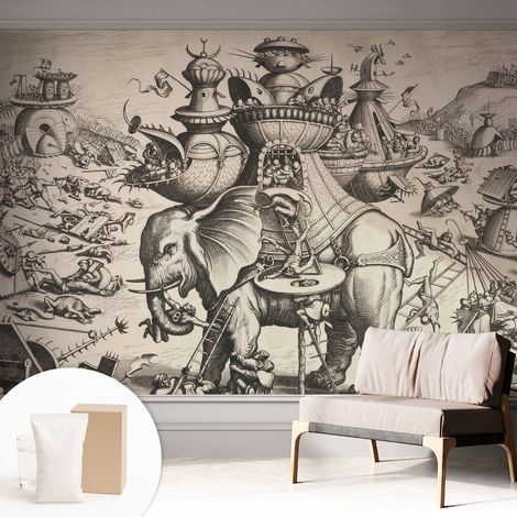 Carta Da Parati - Murale Alla Moda Decorazione - Camera Da Letto - Con Colla Gratuita Una battaglia grottesca 312x219 cm (1/5)