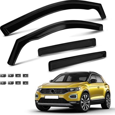 Windabweiser für VW T-Roc 2017–2024 – 4er-Set – Schwarz – Regen- und Windschutz – Selbstklebemontage
