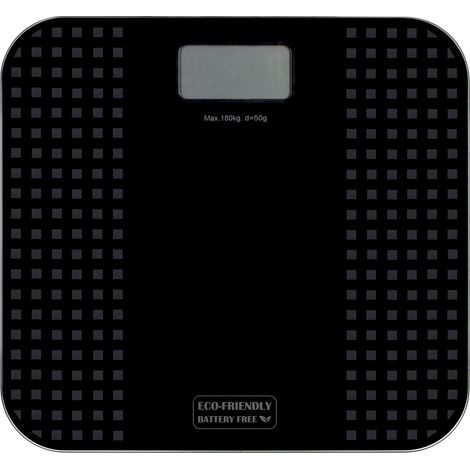 JVD - Tellus noir - Balance numérique sans pile à énergie cinétique, 180 kg, design ultraplat. - Matériel professionnel